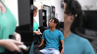 Camsoda-Hairdresser tugging ebony prick